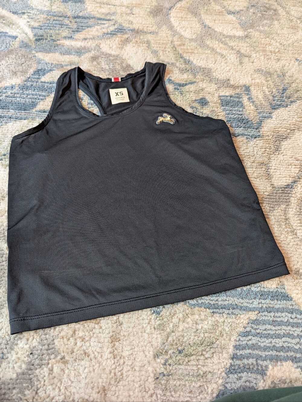 Tracksmith Womens Black Cropped Racer Back Tank Top